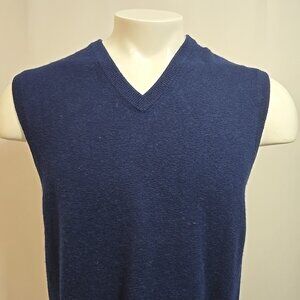 Joseph & Lyman Cashmere Sweater Vest Mens Size Medium Blue V Neck Preppy Knit